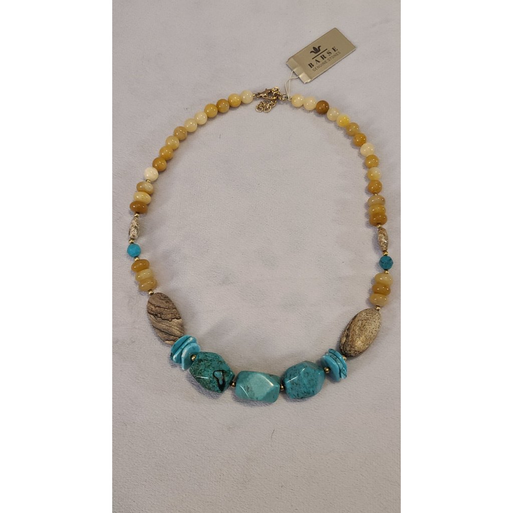 Barse Genuine Stones Polished Turquoise Quartz Other Stones Necklace 22 New 95$